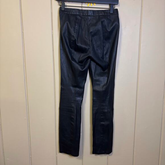 Vince. Fitted leather straight leg ankle pants. Black elastic waist size small - Picture 3 of 6